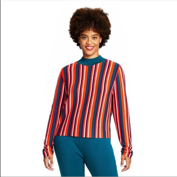 NWT Victor Glemaud for Target Striped Mock Turtleneck Pullover Sweater - Picture 4 of 6